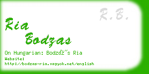 ria bodzas business card